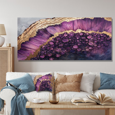 Purple Crystals And Wooden Energy I - Crystals Metal Prints
