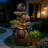 Water Fountain 3 Tier Cascading Outdoor Water Feature Decor With LED Lights For Garden Patio Home Office