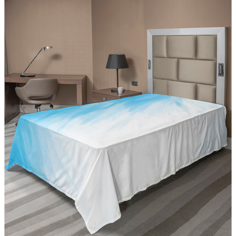 Ambesonne Top Flat Sheet Royal, Twin XL Flat Sheet, Blue White Ombre 1