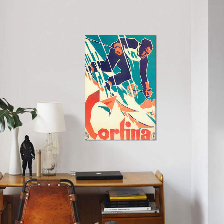 «Skiing V», impression sur toile, H 18 po x l 12 po x P 1,5 po, Toile tendue, Pas de tapis