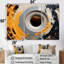 Spirale de pierre moderne gris et jaune - art abstrait spirales murales-556285769-556285774