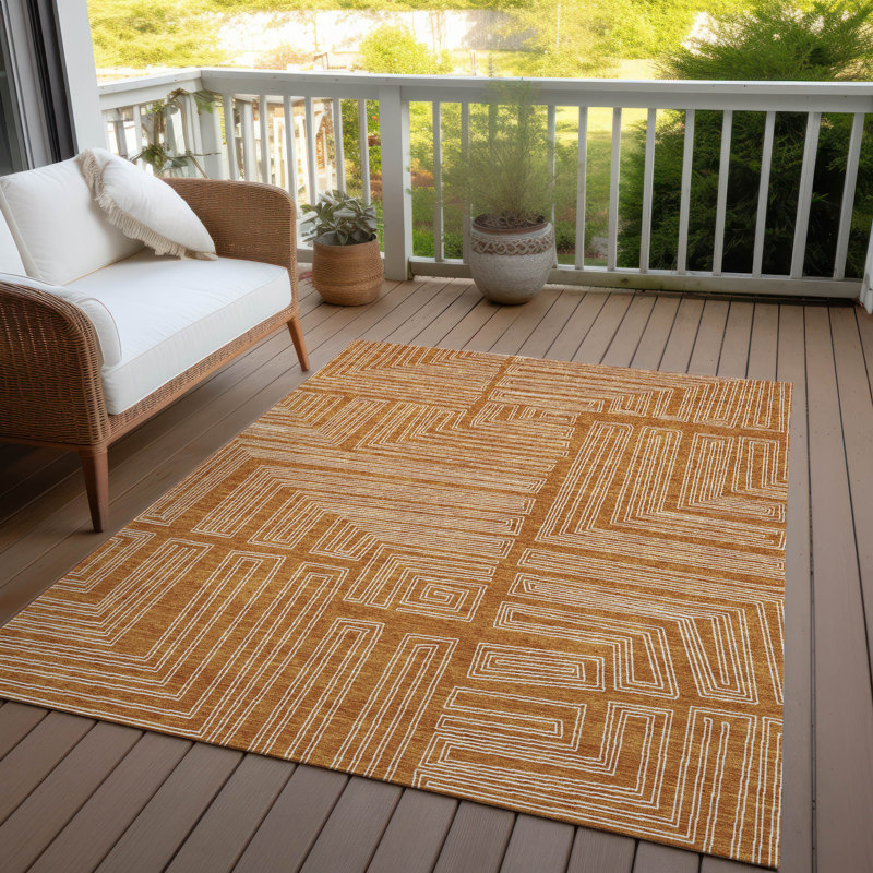 Tapis orange lavable intérieur / extérieur Clayra , 5' x 7'6"