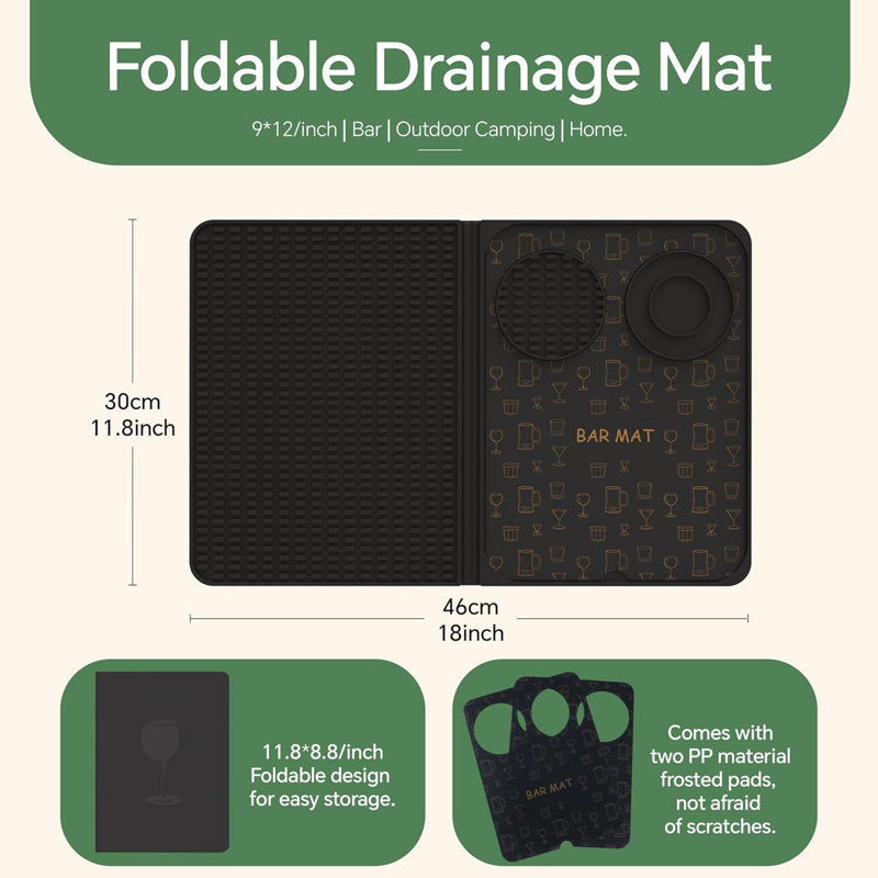 Tapis de séchage pour comptoir 18 po x 12 po (noir)