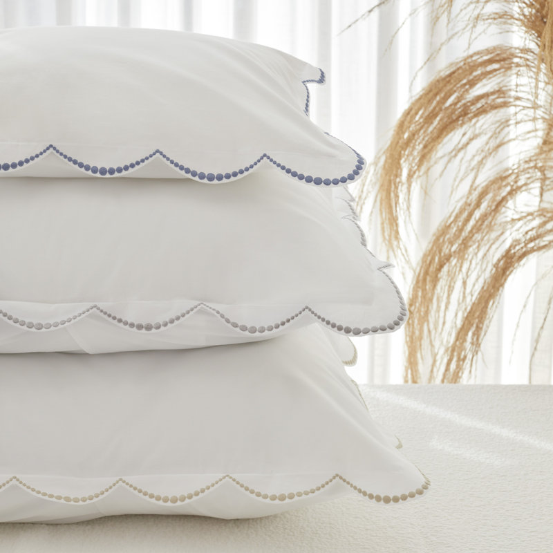 Nazaré 100% Cotton Percale, Shams, white/ silver, Standard