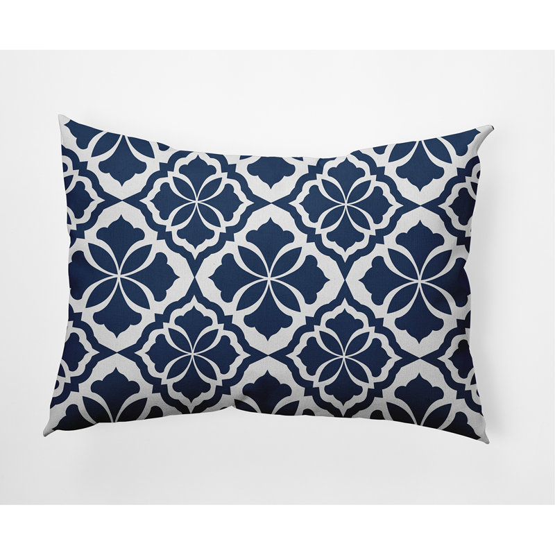 Geometric Outdoor Reversible Throw Pillow, Blue