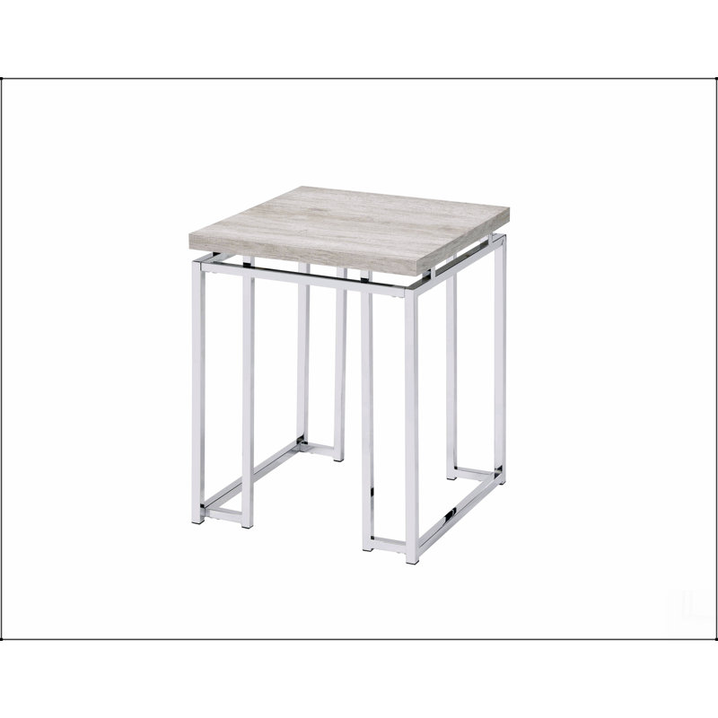 Table de bout en chêne naturel et chrome Chafik