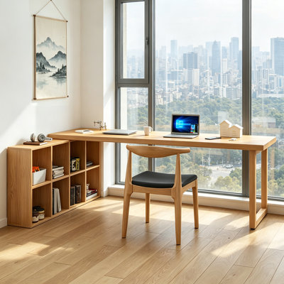 Bureaux modernes en bois massif polyvalent avec une bibliothèque