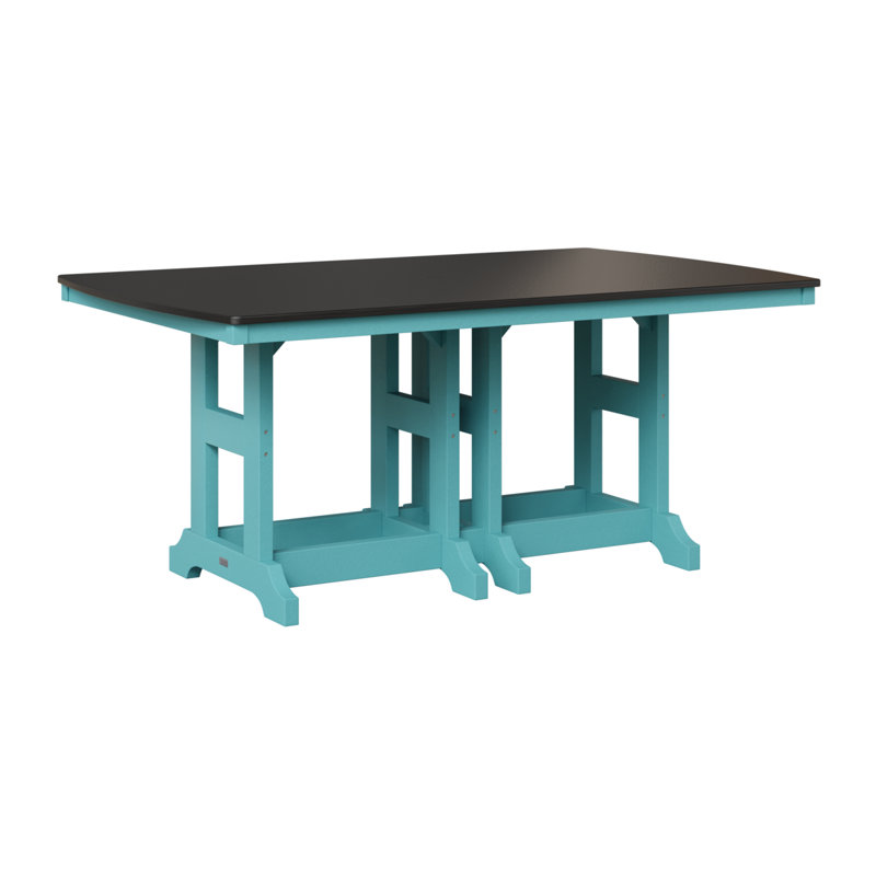 Table de bar rectangulaire Berlin Garden Garden Classic, Bleu Aruba, H 39,5 po x l 72 po x P 44 po, Noir martelé