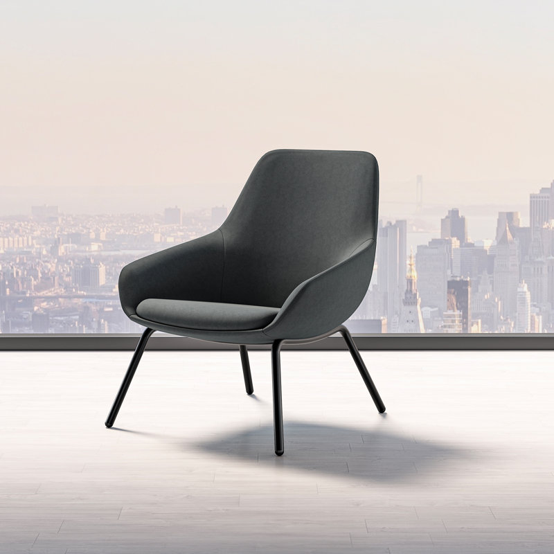 Lilly Upholstered Lounge Chair from 9to5 Seating, Black, Gray Polyester