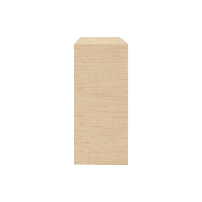 Two Door Console With Open Shelf In Natural Grasscloth With Cerused Oak Handles, Natural