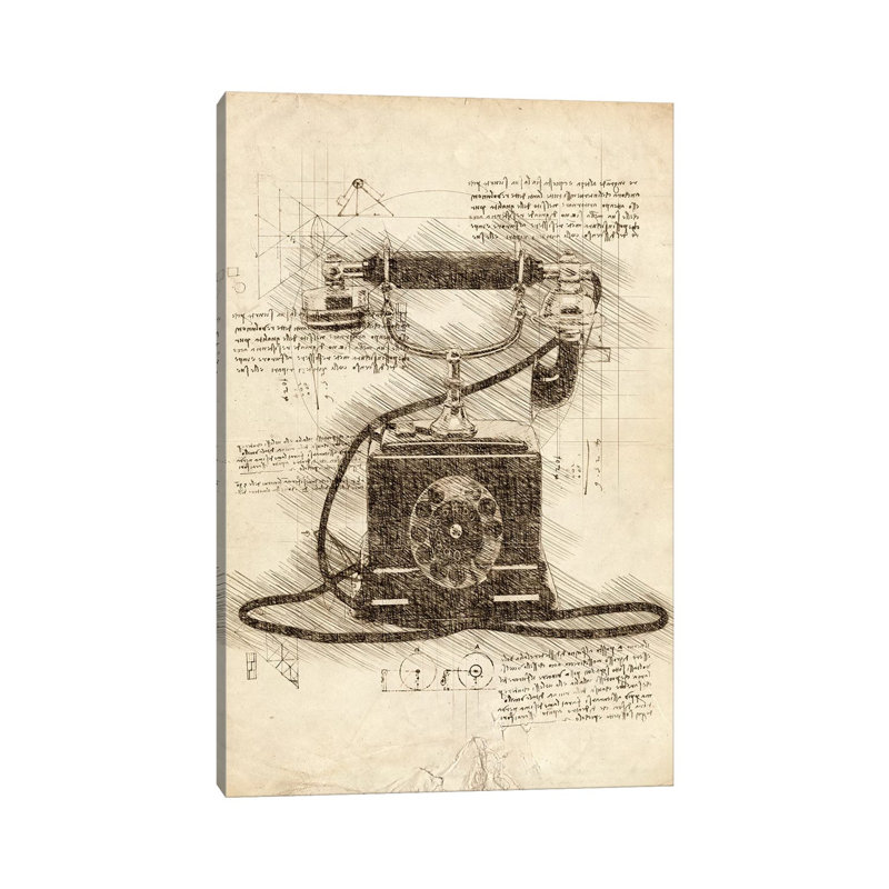 Old Telephone 1 Piece Wrapped Canvas Wall Art, 101.6 cm H x 66.04 cm W