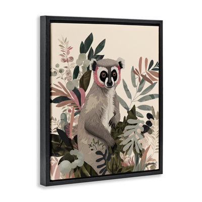 «Lemur in Tropical Tree», art mural encadré flottant par Fab Funky