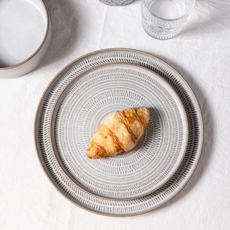 ALOFMO Antique Vein 12 Piece Stoneware Dinnerware Set, Service for 4, White