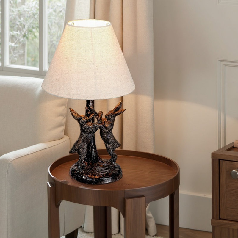 Lampe de table lapin avec abat-jour empire en lin
