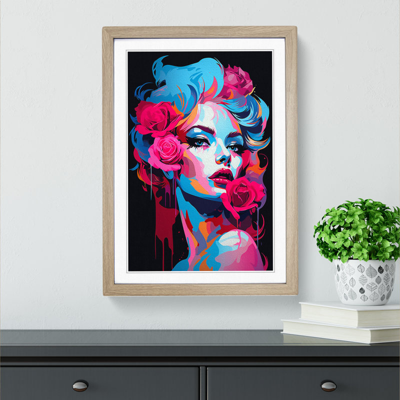 Rose Pop Art - Framed Print, Oak Framed, 34cm H x 25cm W x 2cm D