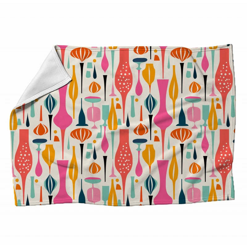 Machine Printed Throw Blanket, Geometric, 60" L x 50" W, Mix Yellow