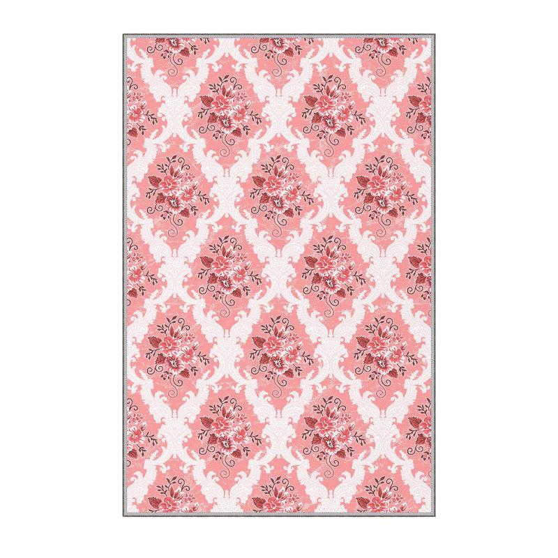 Tapis tissé élégant, 5,6 x 7,5 pieds, 100% polyester, hauteur des poils de 0,3 po | Pois antibactérien, feutre en PVC antidérapant, lavable à la machine | Impression 3D numérique, durable et facile à entretenir - parfaite pour n'importe quelle pièce