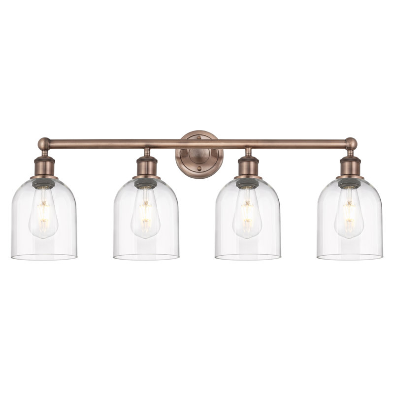 Éclairage pour salle de bain 4 lumières Bella, Transparent, Cuivre antique