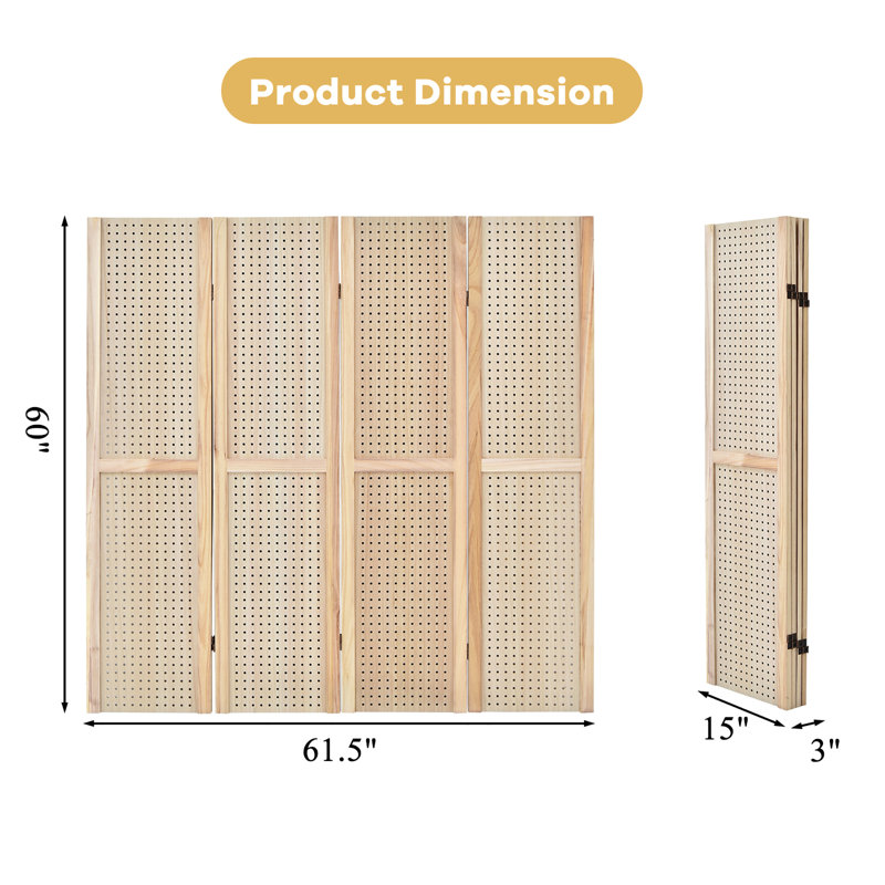 61.5'' W x 60'' H 4 - Panel Folding Room Divider