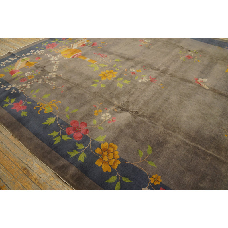 Antique Art Deco Room Size Wool Taupe Rug