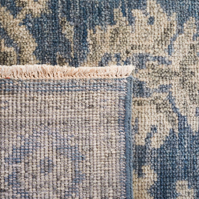 Oriental Hand-Knotted Blue / Grey Area Rug, Rectangle 6' x 9'
