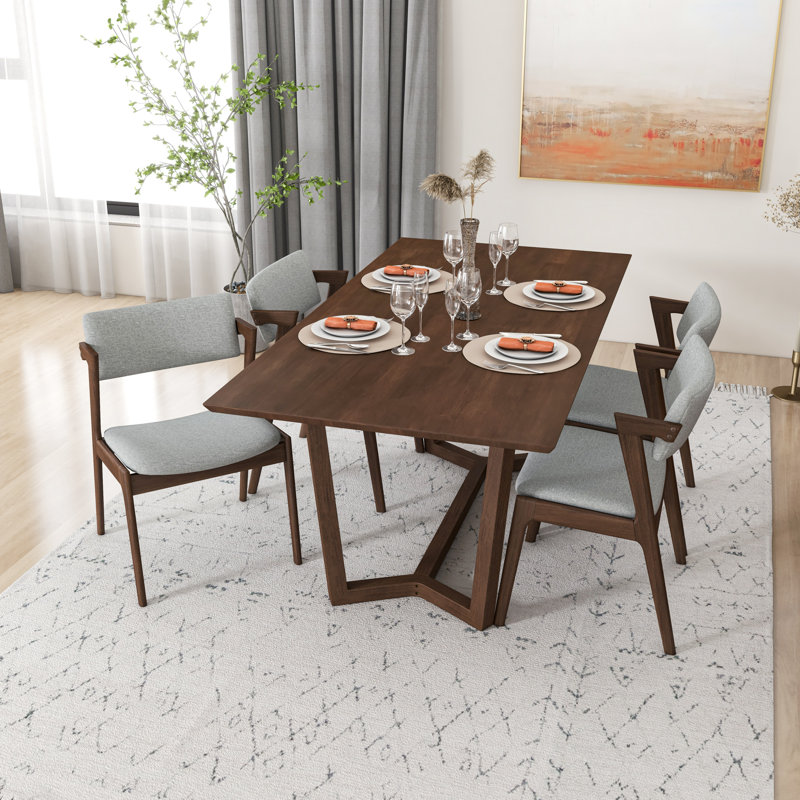 Ensemble de salle à manger en bois massif eucalyptus pour 4 personnes Khaydin