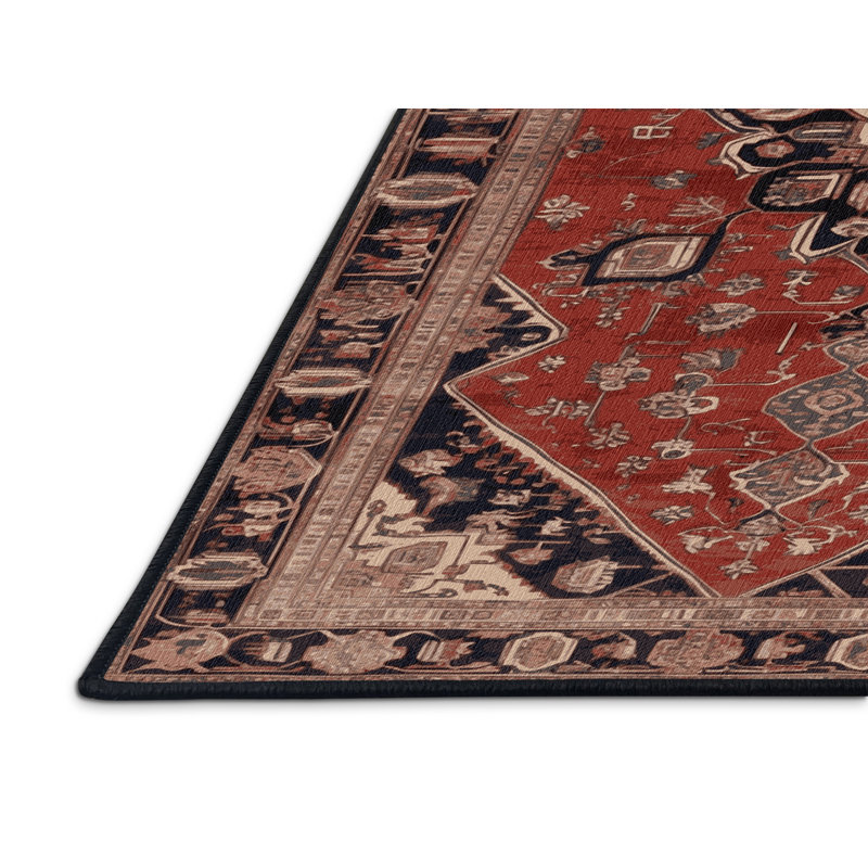 Tapis brun lavable à la machine, Rond 7 pi