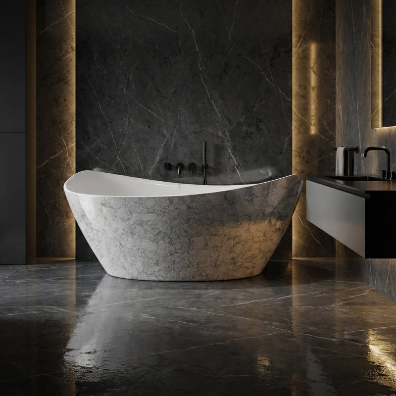 Nouh Luxury Freestanding Bathtub, Black/Silver