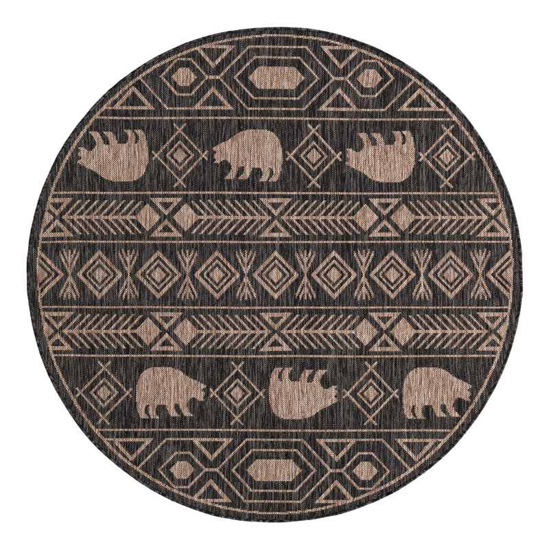 Tapis intérieur / extérieur Amasya Marcion, Rond 5 pi 3 po