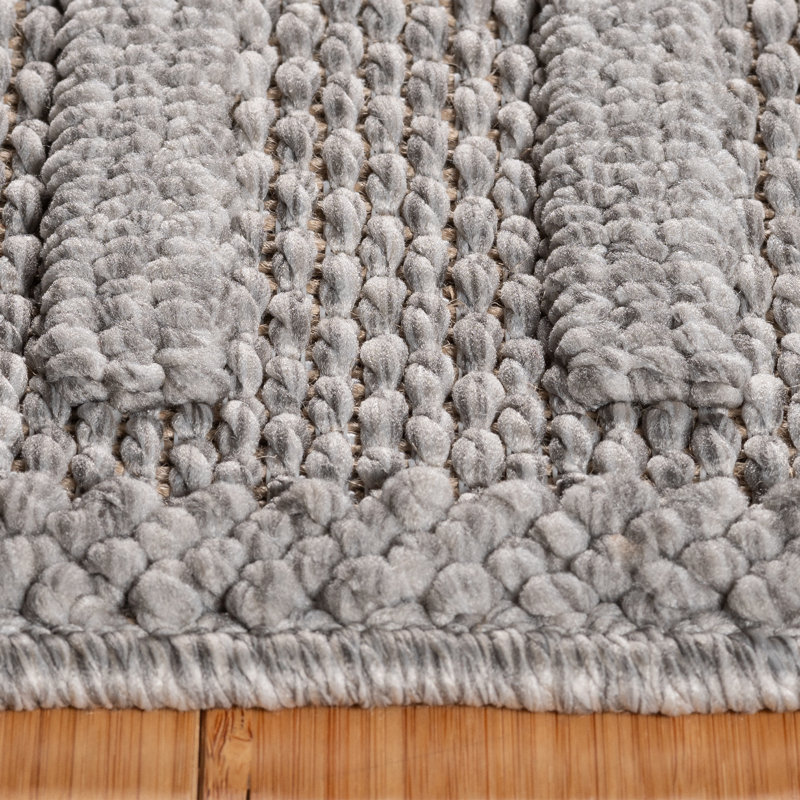Tapis d'intérieur à poils longs à poils longs, tapis à motif géométrique moderne en polyester gris argenté pour le salon et la chambre à coucher - Nylah Lana