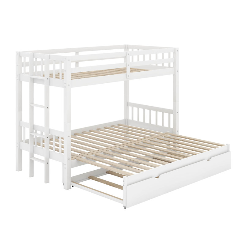 Twin Over Pull-Out Bunk Bed With Trundle, White