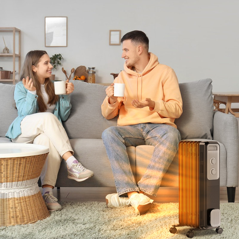 Electactic Oil Filled Radiator Heater, Overheat And Tip-Over Protection, Built-In Cord Storage, Quiet Convection Heating For Office, Bedroom, Home