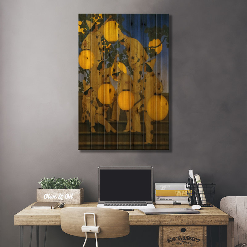 «The Lantern Bearers On Wood» par Maxfield Parrish, impression graphique, H 26 po x l 18 po x P 1,5 po