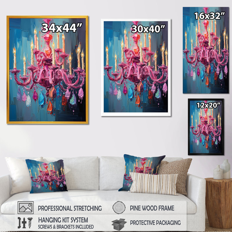 Lustre rose Pop Art Glamour - lustre, Toile tendue, H 32 po x l 16 po x P 1 po
