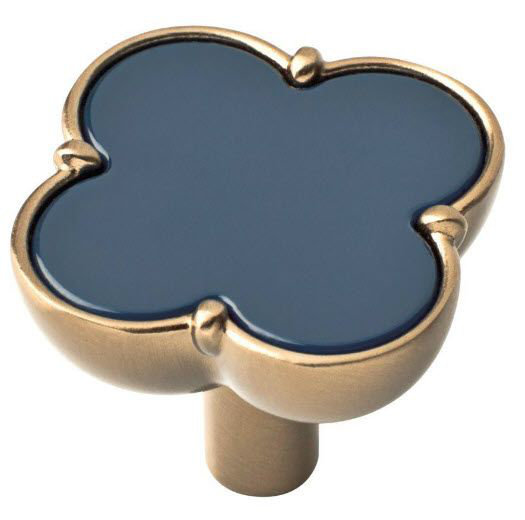 (Paquet de 5) Poignée trèfle de 1-1 / 3 po bleu marine et bronze champagne