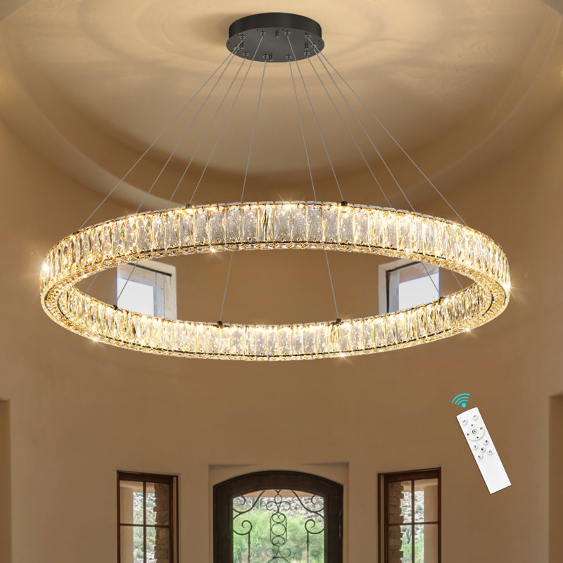 Glam Modern Large Ring Led Chandelier, Matte Black