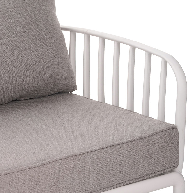 Ensemble de conversation pour patio 3 pièces, Gris clair, Blanc