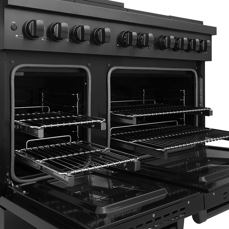 ZLINE 48 in. Paramount Dual Fuel Range with 8 Burner DuoPro Cooktop & Dual Ovens in Stainless Steel, Black Stainless Steel