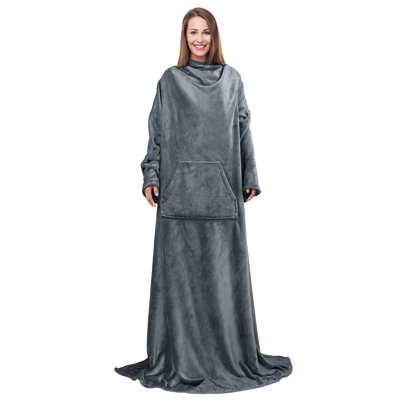 Wearable Blanket with Sleeves Arms, Super Soft Warm Fleece Throw for Women and Men, Gift for Her
