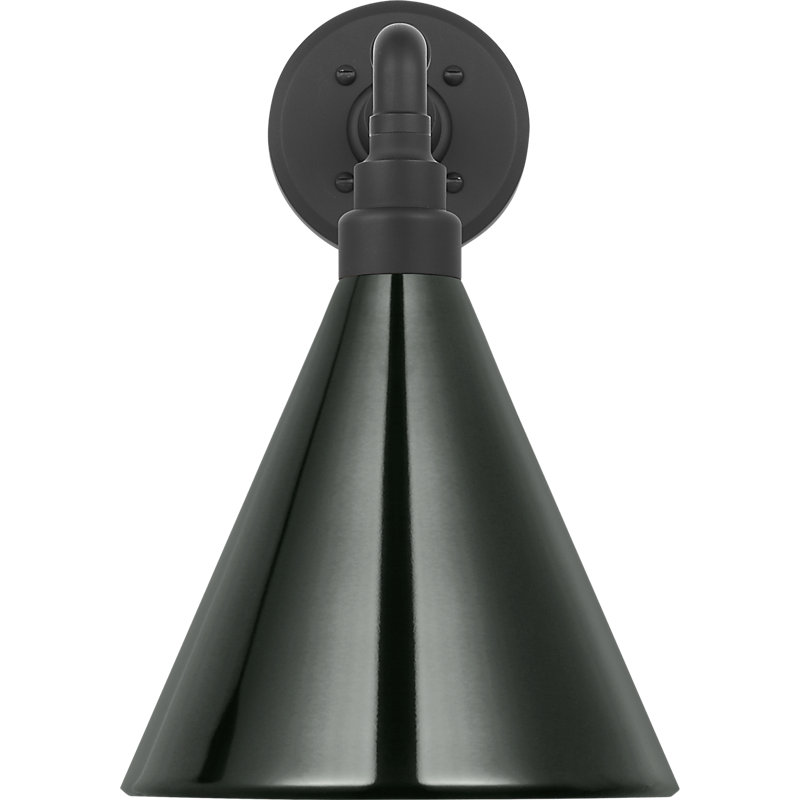 Thomas O'Brien 1 - Light Outdoor Barn Light, Matte Black, Green, 14.75" H x 9" W x 14.75" D