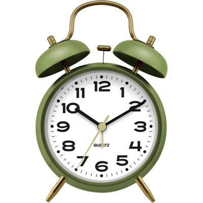 Réveil à double cloche pour gros dormeurs, 10 cm, sauge mate