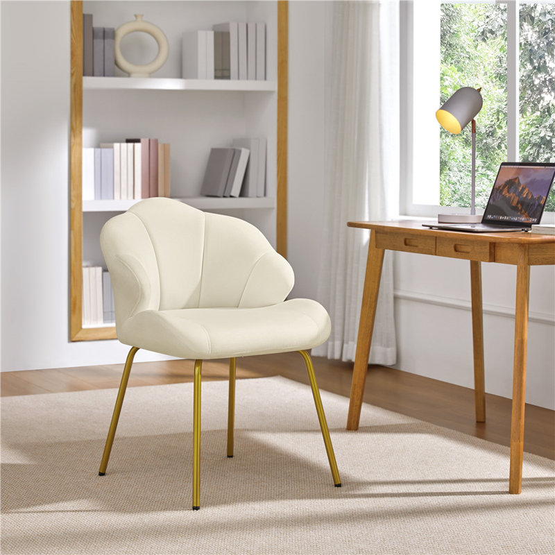 Aaliyiah Contemporary and Classic Velvet Accent Chair Backrest Tub Chair, Beige