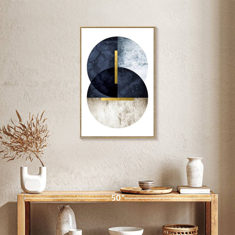 Bleu marine foncé, Floating Frame Natural Wood, 21 po x 31 po