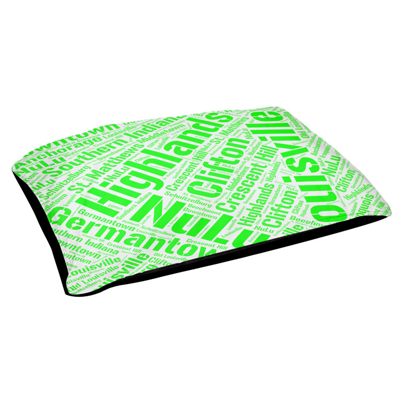 Coussin de chien « districts », Vert, Grand (l 40 po x P 30 po x H 14 po), Louisville