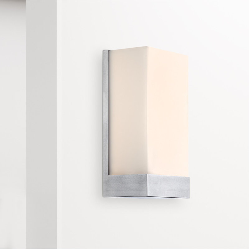 15 Watt LED Indoor Wall Sconce, Color Temperature Selection, Brushed Nickel Finish, Frosted Acrylic