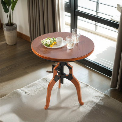DiaVintage Industrial Crank Table With Mechanical Inspired Hand - Accent Side Coffee End Table For Home, 26"-31.9" Easily Adjustable