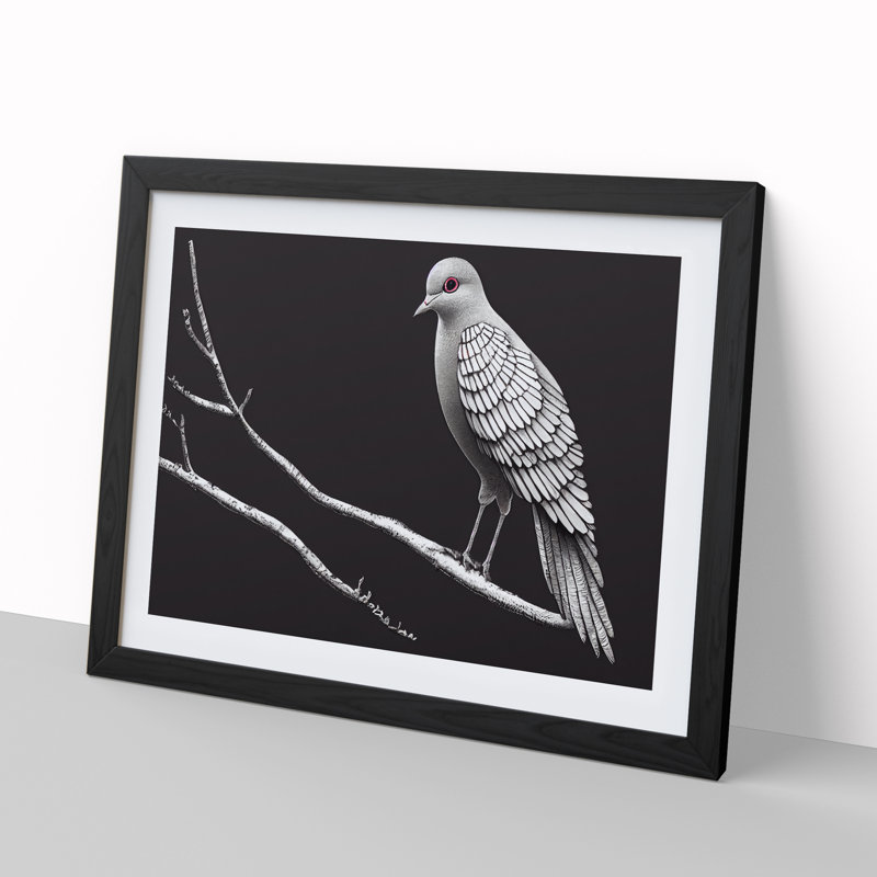 Alluring Dove Bird - Single Picture Frame Print, Black, 46cm H x 64cm W x 2cm D