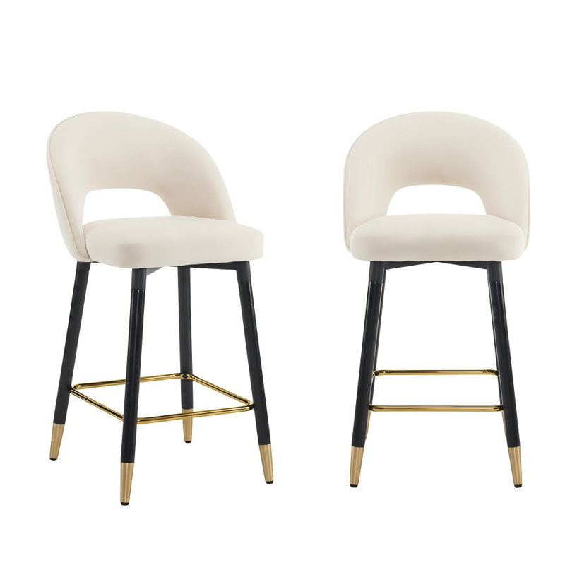 Avren Upholstered Counter Stool with Metal Frame, Beige