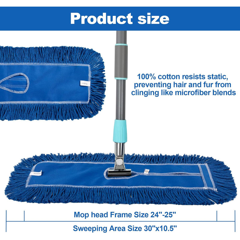Remplacement universel de la tête de la vadrouille à poussière de 24 pouces - chiffon réutilisable lavable