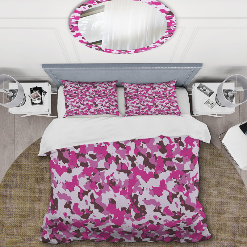 Camouflage rose tendance - ensemble de housse de couette abstrait - microfibre de polyester